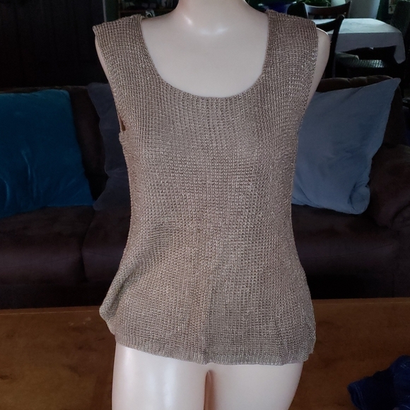Chang Jin Yu Cheng Silk Knit Woven Knit Tank Top sz L - Picture 1 of 5